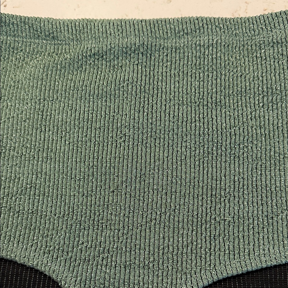 Zara Size Small Metallic Green High-Waisted Bikini Bottoms NWTs - Picture 2 of 10